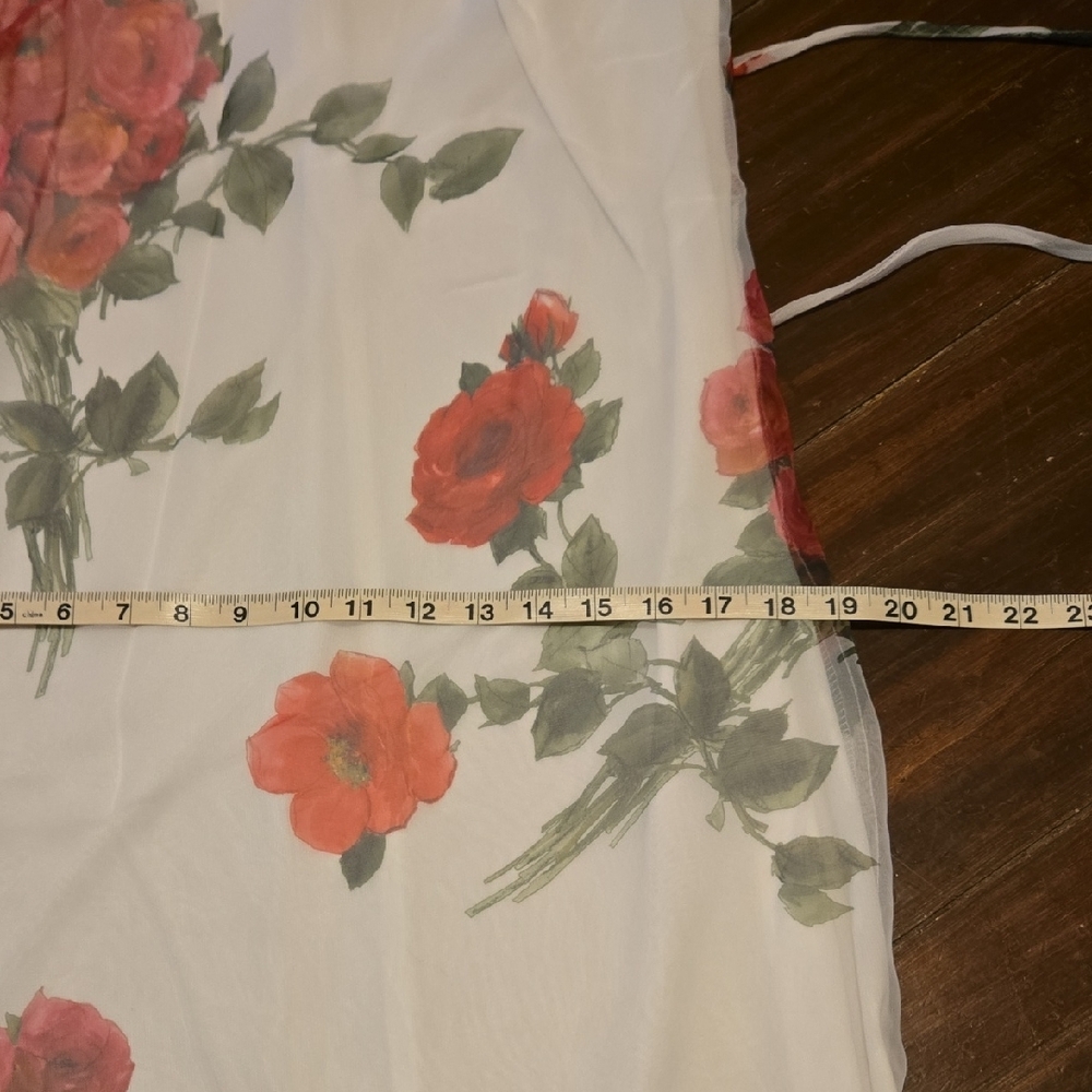 Chic Floral Maxi Dress - White with Pink and Red Accents - Picture 13 of 13
